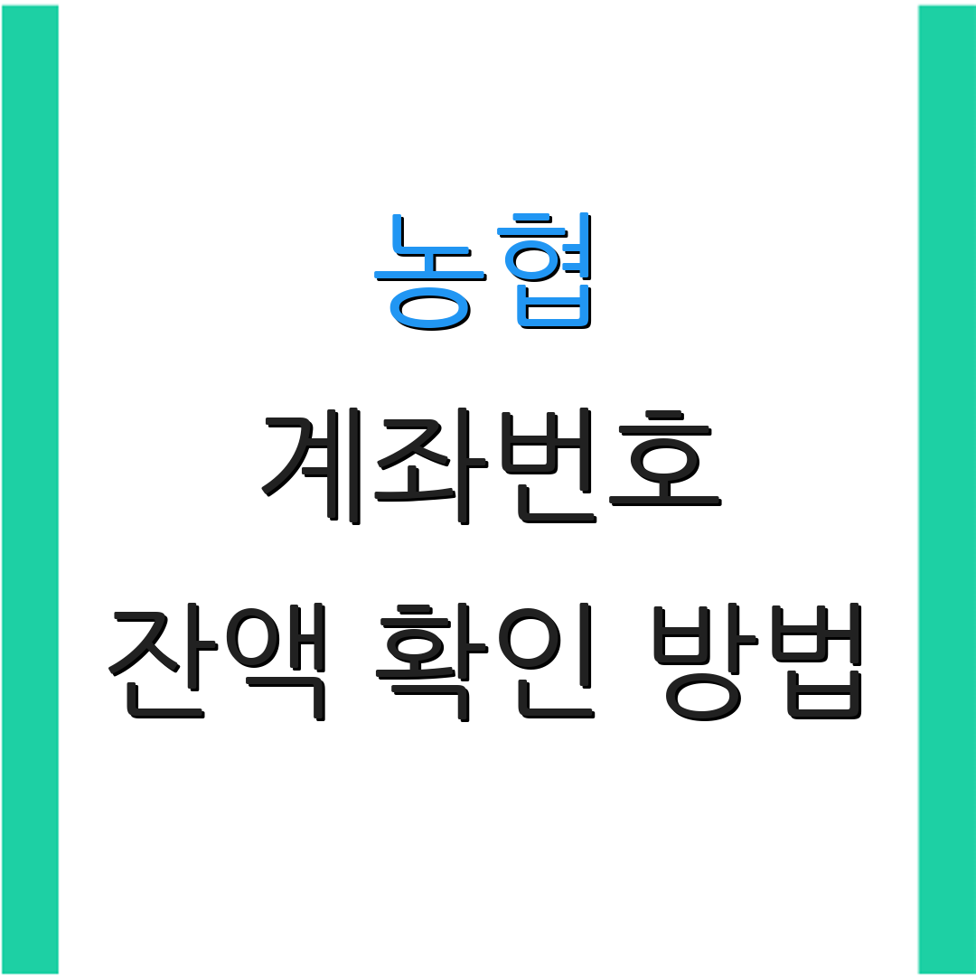 농협 계좌번호 잔액 확인 방법 | 분실 계좌 복구 | 계좌 관리 요령