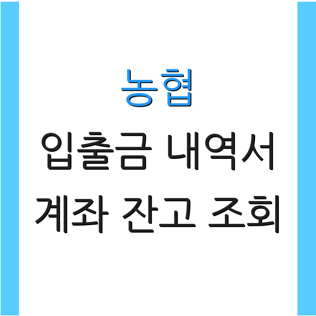 농협 입출금 내역서 계좌 잔고 조회 | 거래 내역 확인 | 금융 정보