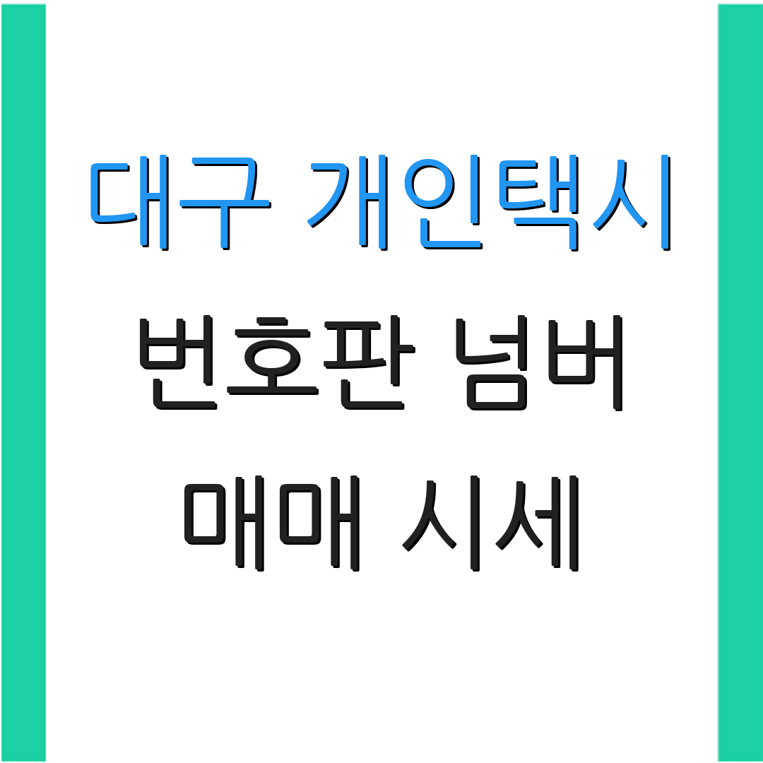 대구 개인택시 번호판 넘버 매매 시세 | 거래 팁 | 가격 동향