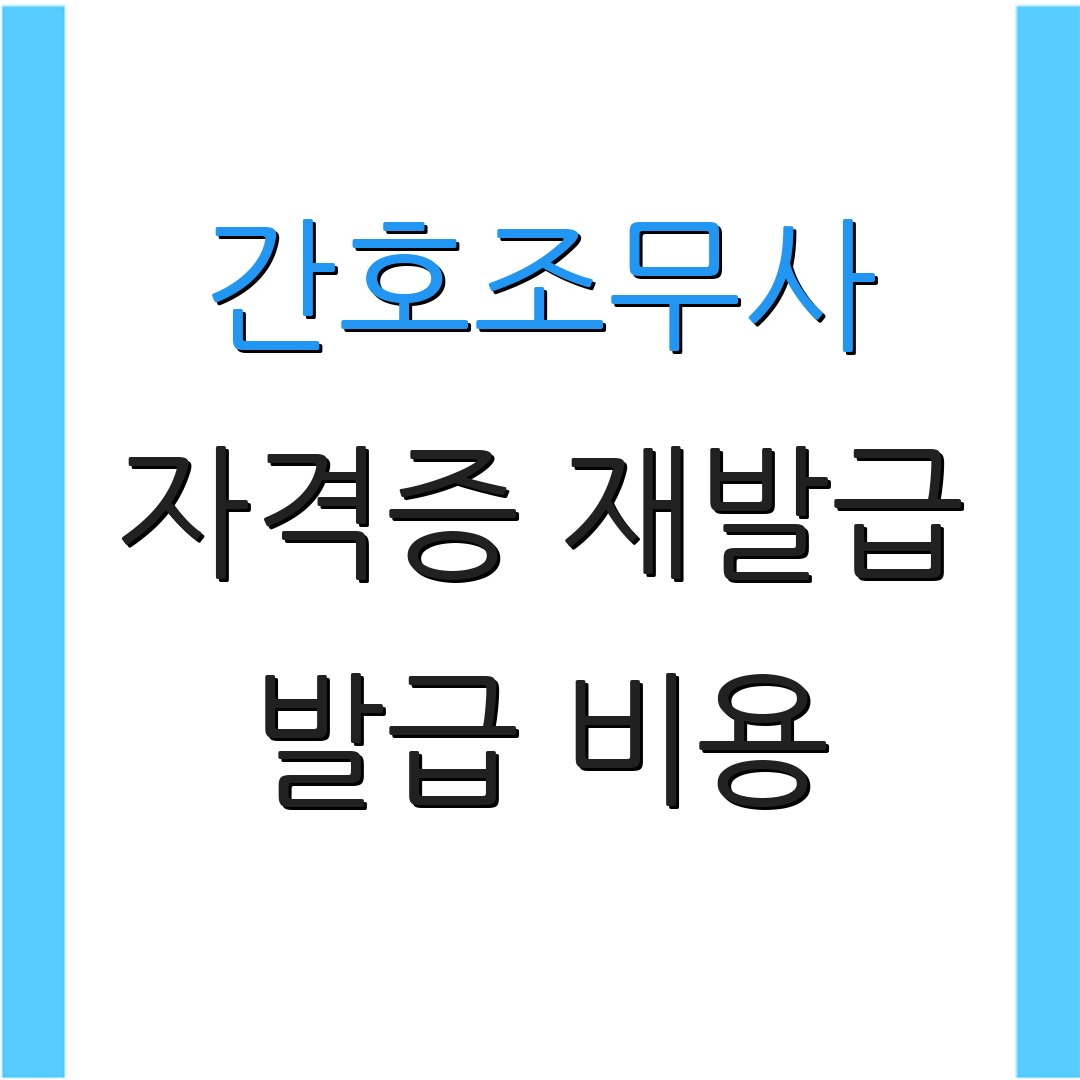 간호조무사 자격증 재발급 발급 비용 | 재발급 소요 기간 | 추가 정보